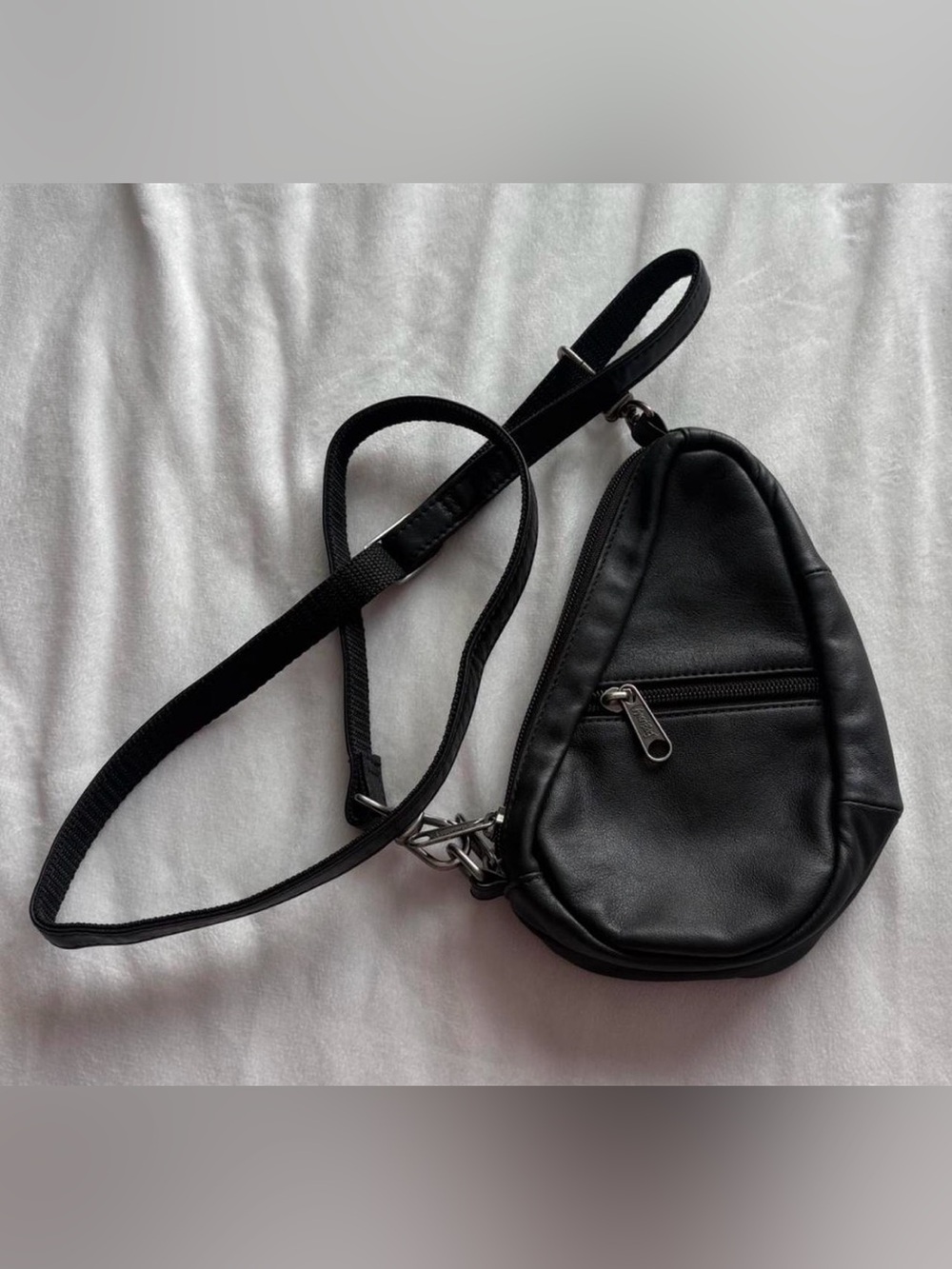 Ameribag Black Mini Sling Crossbody Bag Genuine Leather